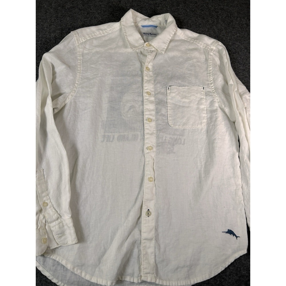 Tommy Bahama Ebroidered Med  Long Live Island Life 100 % Linen - Picture 2 of 10